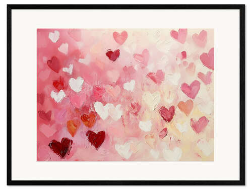 Gerahmter Kunstdruck Rote und rosa Herzen am Valentinstag II