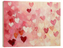 Wood print Red and Pink Hearts on Valentine's Day II