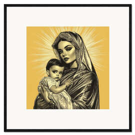 Impresión de arte enmarcada Modern Virgin Mary and the Child Jesus