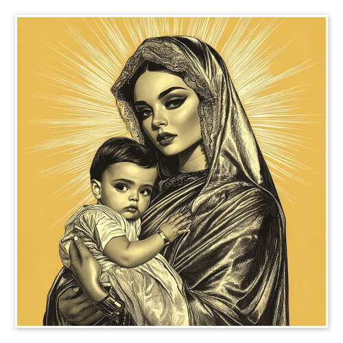 Poster Modern Virgin Mary and the Child Jesus