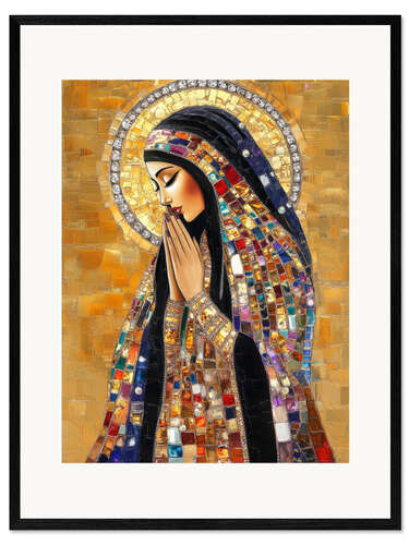 Impression artistique encadrée Praying Holy Mary with Jewels