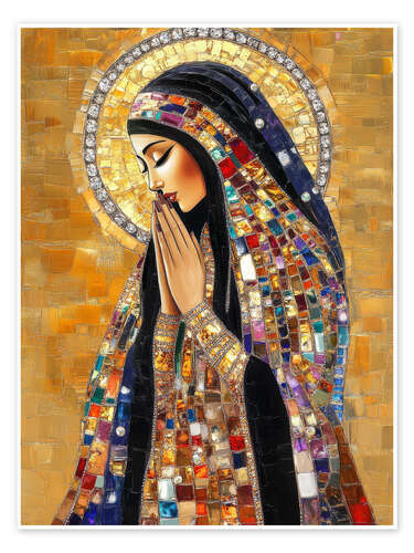 Juliste Praying Holy Mary with Jewels