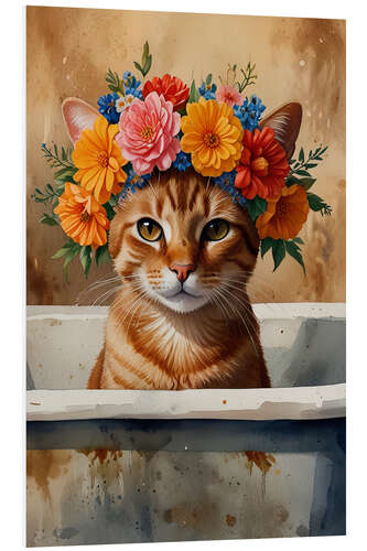 Stampa su PVC Floral cat in my bathtub