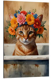 Magnettafel Blumenkatze in meiner Badewanne