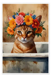 Poster Floral cat in my bathtub