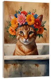 Cuadro de madera Floral cat in my bathtub