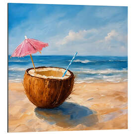 Alubild Kokusnuss Getränk am Strand - Jörg Gamroth