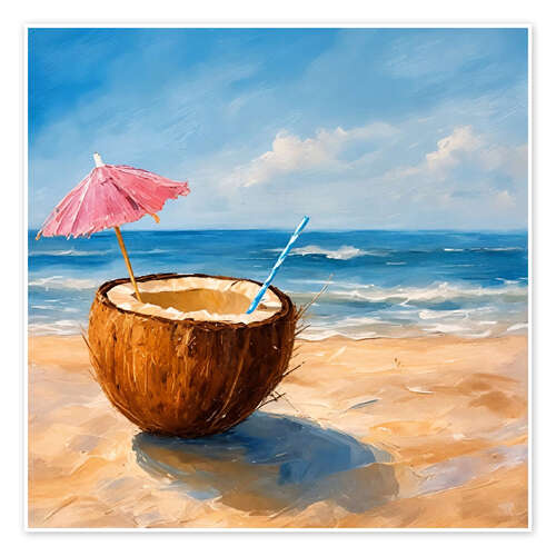 Poster Coconut drink on the beach