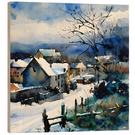 Wood print Winter in my countryside - Pol Ledent