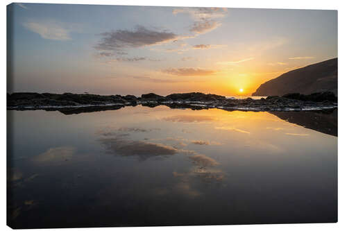 Canvas print Sunset and lava stones on Fuerteventura