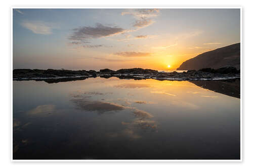 Poster Sonnenuntergang und Lavasteinen auf Fuerteventura