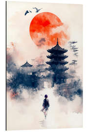 Aluminium print Boy in front of the temple
