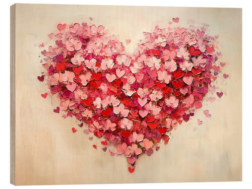 Tableau en bois Red Hearts for Valentine's Day