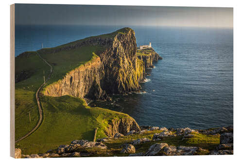 Wood print Neist Point Lighthouse on Skye, Scotland