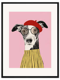 Gerahmter Kunstdruck Windhundporträt im französischen Stil