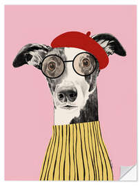 Wall sticker French style greyhound dog portrait