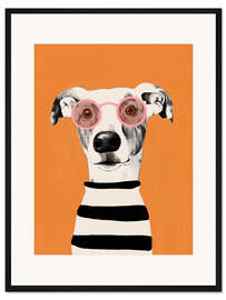 Gerahmter Kunstdruck Porträt eines klugen Windhundes