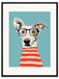 Gerahmter Kunstdruck Porträt eines Windhundes mit T-Shirt