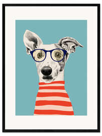 Impression artistique encadrée Portrait of greyhound dog with t-shirt