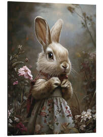 Aluminium print Victorian rabbit in dress