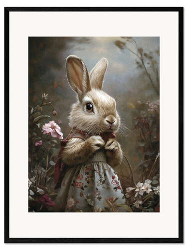Impressão artística com moldura Victorian rabbit in dress