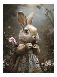 Póster Victorian rabbit in dress