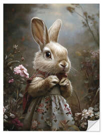 Selvklæbende plakat Victorian rabbit in dress