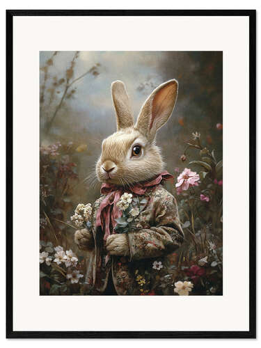 Innrammet kunsttrykk Victorian rabbit in jacket