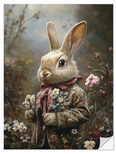 Adesivo murale Victorian rabbit in jacket