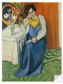 Selvklæbende plakat Reading Lady in Blue, 1919