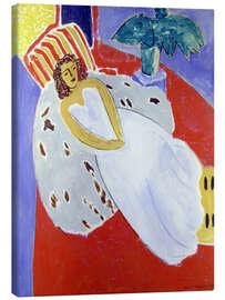 Canvas print Lady in white dress against red background - Henri Matisse