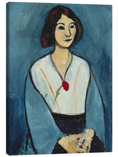 Tableau sur toile Lady in Blue with Red Flower, 1909