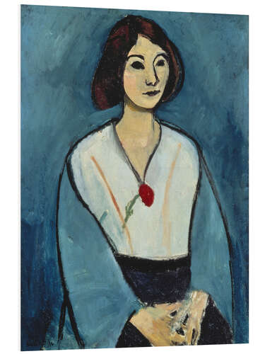 Tableau en PVC Lady in Blue with Red Flower, 1909