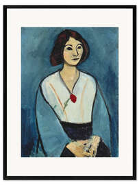 Framed art print Lady in Blue with Red Flower, 1909
