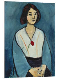 Gallery Print Dame in Blau mit roter Blume, 1909