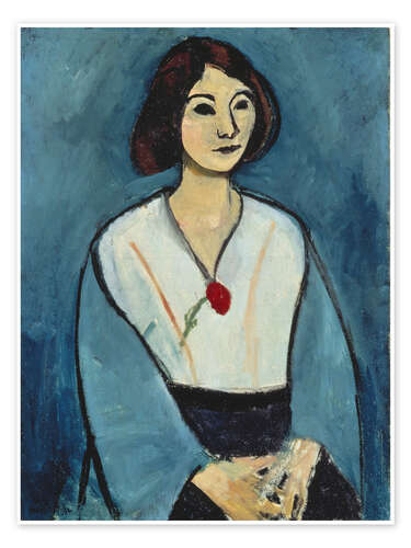 Poster Lady in Blue with Red Flower, 1909