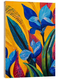 Cuadro de madera Vibrant Blue Irises - DejaReve