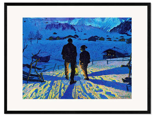 Impresión de arte enmarcada Returning home at night, Adelboden, 1913
