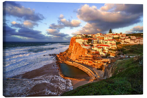 Leinwandbild Sonnenuntergang Azenhos do Mar Portugal