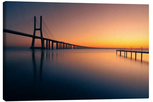 Canvas print Sunrise over the Ponte Vasco da Gama, Lisbon