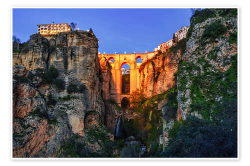 Poster Blue hour over Ronda, Andalusia, Spain