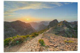 Tableau en verre acrylique On the Pico do Arieiro on Madeira at sunset - Michael Valjak
