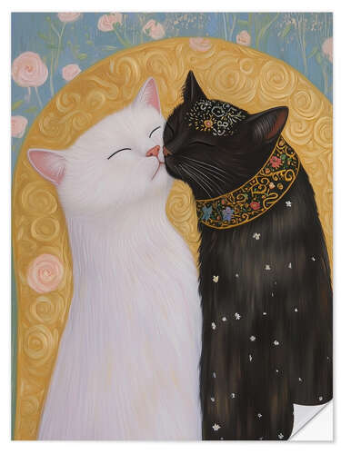 Sticker mural Klimt Cat Kiss