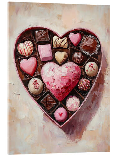 Tableau en verre acrylique Valentines Day Heart Shaped Chocolate Box
