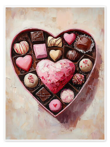 Plakat Valentines Day Heart Shaped Chocolate Box