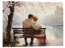 Acrylic print Romantic couple under cherry blossom tree - TAlex