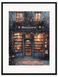 Gerahmter Kunstdruck Vintage-Antiquariatsbuchhandlung