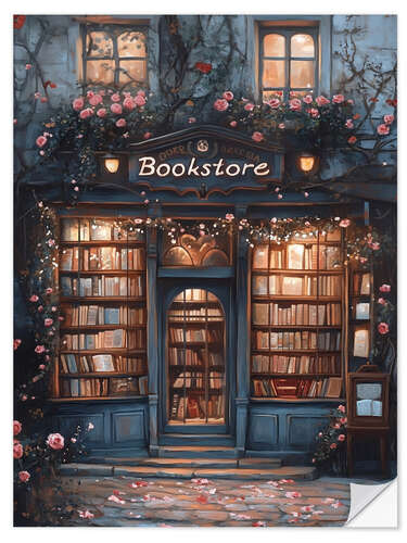 Muursticker Vintage Antique Bookstore