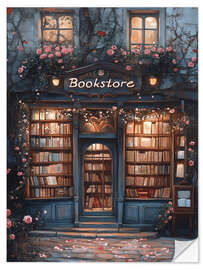 Wandsticker Vintage-Antiquariatsbuchhandlung