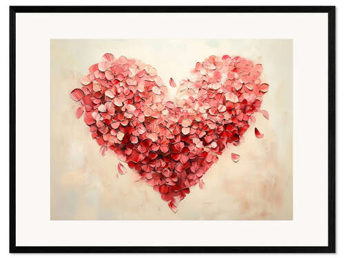 Impression artistique encadrée Valentines Day Red Hearts I
